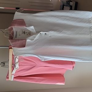 Women's Golf Shorts & Top - NWT - Size 6 - Brand = Marcia - Coral shorts w/ Belt